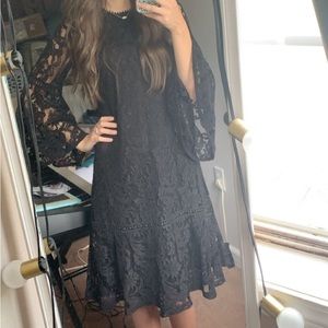 Black lace knee length dress